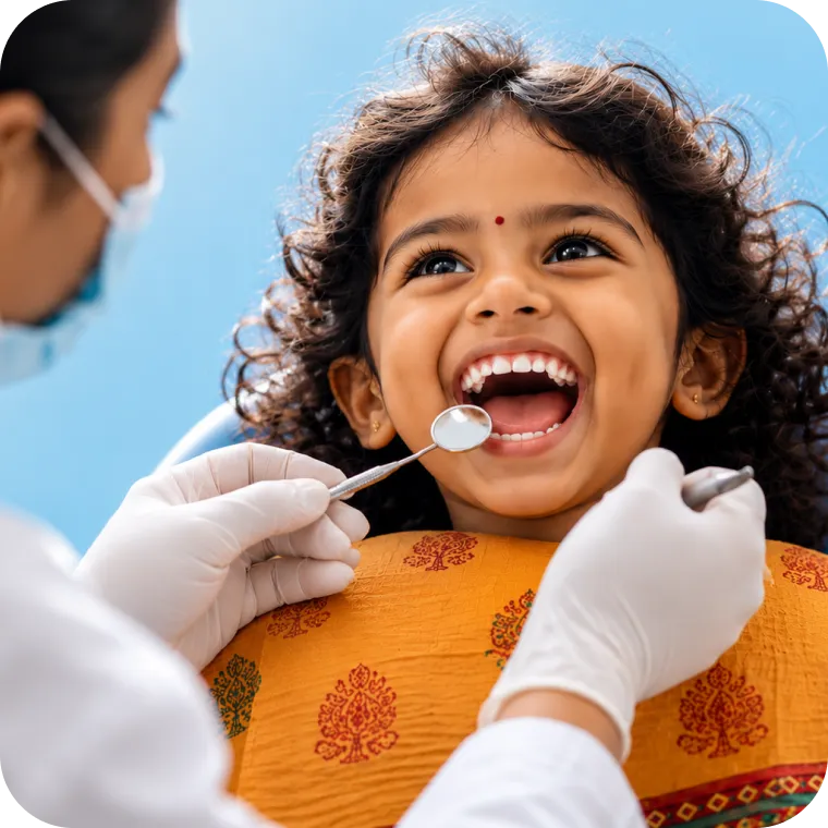 Happy child at the dentist