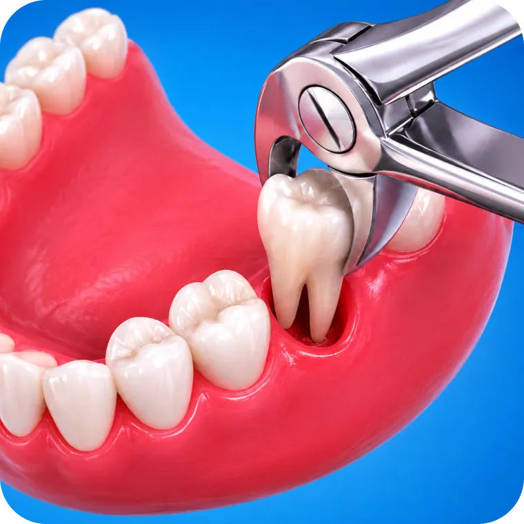 Tooth extraction close-up